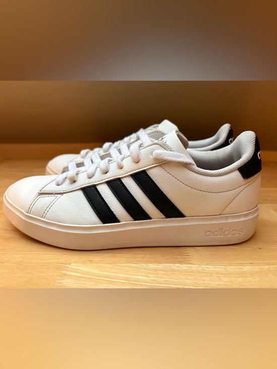 adidas Shoes - adidas Grand Court Cloudfoam White Sneakers Black Stripes | Sz 6.5